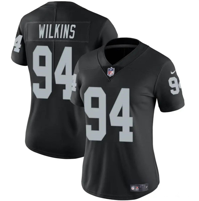 Women's Las Vegas Raiders #94 Christian Wilkins Black Vapor Stitched Jersey(Run Small)
